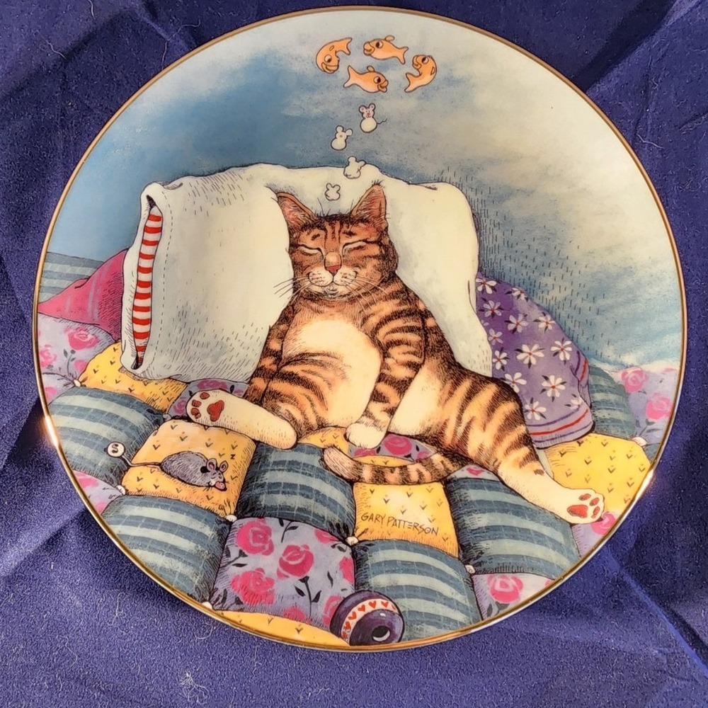 Danbury Mint Gary Patterson Cat Nap Collector Plate Comical Cats 1992 B9598